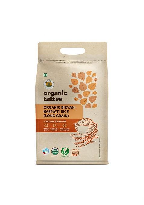 Organic Tattva Organic Biryani Basmati Gluten Free and Unpolished Rice, 5Kg