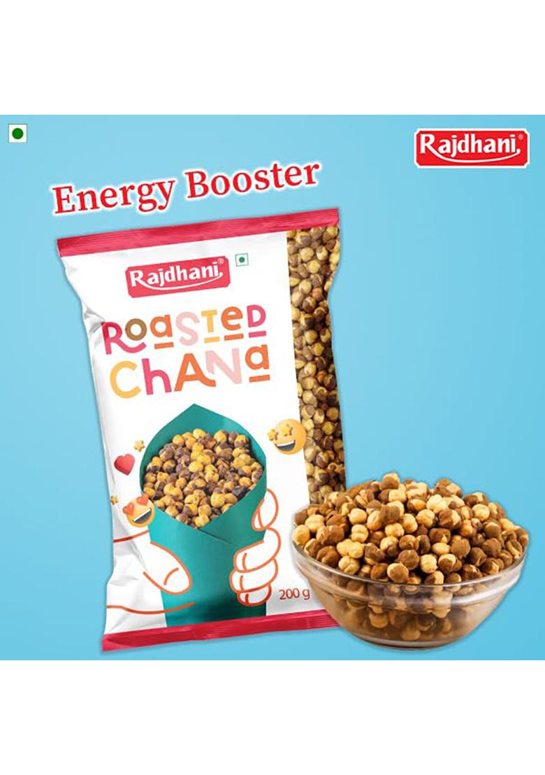 Rajdhani Roasted Chana 200g | Without Skin | High Protein Snack | Healthy Roasted Chana Whole | Ready-to-Eat | Fibre Rich & Gluten Free