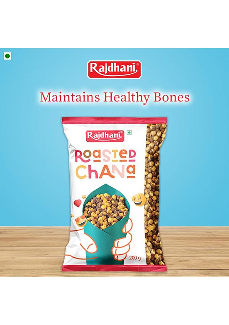Rajdhani Roasted Chana 200g | Without Skin | High Protein Snack | Healthy Roasted Chana Whole | Ready-to-Eat | Fibre Rich & Gluten Free
