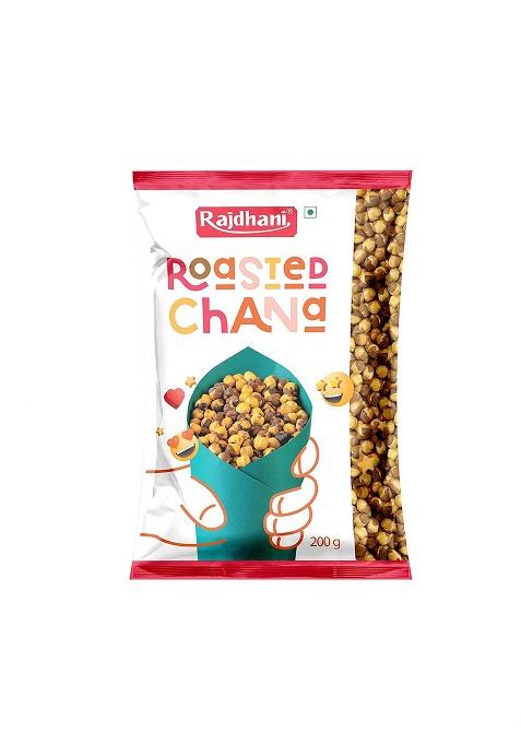 Rajdhani Roasted Chana 200g | Without Skin | High Protein Snack | Healthy Roasted Chana Whole | Ready-to-Eat | Fibre Rich & Gluten Free