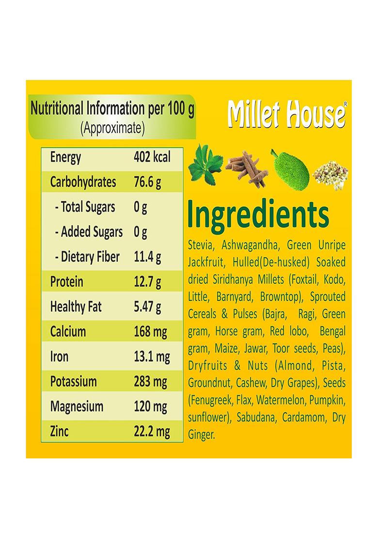 Millet House Millets Nutrition Powder 400 Gram | Arogyamrutha Churnam 100% Organic Indian Traditional Recipe | Healthy Siri dhanya Millet Powder | Millet Health Mix (2+ Years) (Pack of 1, 400 grams)