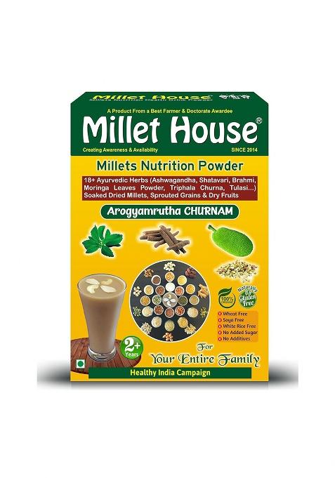 Millet House Millets Nutrition Powder 400 Gram | Arogyamrutha Churnam 100% Organic Indian Traditional Recipe | Healthy Siri dhanya Millet Powder | Millet Health Mix (2+ Years) (Pack of 1, 400 grams)