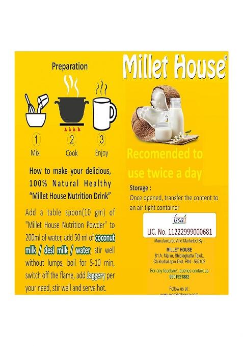 Millet House Millets Nutrition Powder 400 Gram | Arogyamrutha Churnam 100% Organic Indian Traditional Recipe | Healthy Siri dhanya Millet Powder | Millet Health Mix (2+ Years) (Pack of 1, 400 grams)