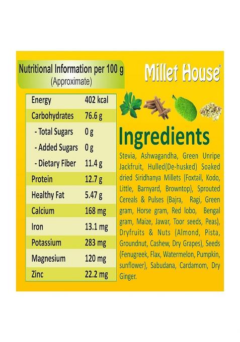 Millet House Millets Nutrition Powder 400 Gram | Arogyamrutha Churnam 100% Organic Indian Traditional Recipe | Healthy Siri dhanya Millet Powder | Millet Health Mix (2+ Years) (Pack of 1, 400 grams)