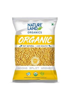 Natureland Organics Moong Dal Yellow/Split Washed 500 Gm - Organic Healthy Pulses
