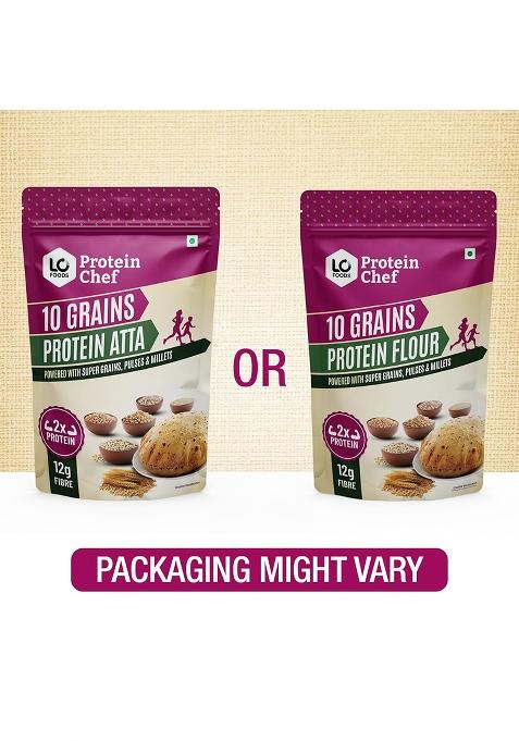 Protein Chef 10 Grain Atta 1Kg| Double Protein roti| Multigrain Atta Flours| High Fibre| Soft, Fluffy & Tasty Chakki fresh Rotis| Natural Ragi, Wheat, Jowar, Bajra, Millet Flours for Weight Management