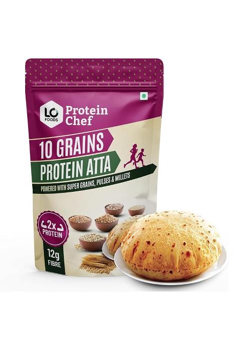 Protein Chef 10 Grain Atta 1Kg| Double Protein roti| Multigrain Atta Flours| High Fibre| Soft, Fluffy & Tasty Chakki fresh Rotis| Natural Ragi, Wheat, Jowar, Bajra, Millet Flours for Weight Management