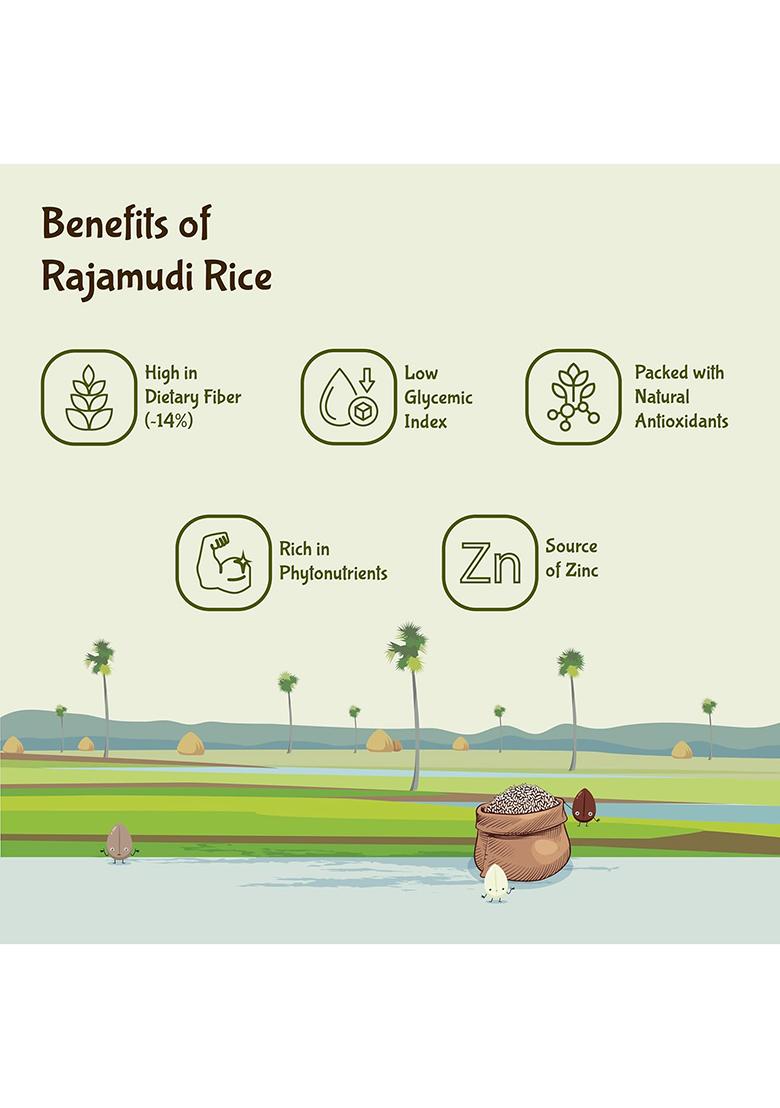 Rajamudi â€“ Authentic Rice (Unpolished) 1kg â€“ Certified Organic 100% Pure, Rich in antioxidants, Low GI High Zinc Non-GMO Grown without Pesticides & Chemicals Pride of Karnataka