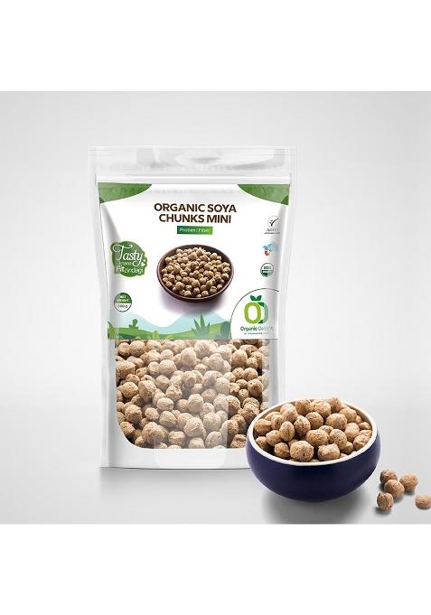 Organic Delight Organic Soya Chunks Mini 500gm By USDA Certified Healthy & Tasty Soya Bean Chunks With Natural High Protein Source Of Dietary High Fiber Fresh Wadi 500 gm