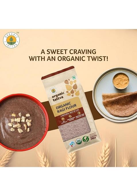 Organic Tattva Organic Ragi Flour 3kg | Finger Millets | Mandia | Nachni Atta | Pesicide and Chemical Free