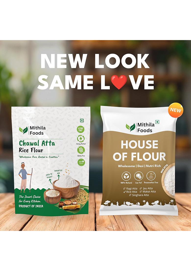 Mithila Foods 1 Kg Rice Atta | Gluten-Free Chawal Ka Atta | Stone-Ground for Soft Rotis, Pitha & Idiyappam | High Fibre & Easy to Digest | No Preservatives | Authentic Traditional Flavor from Bihar