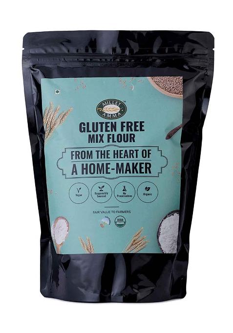 Millet Amma CERTIFIED ORGANIC Gluten Free Flour - 1 Kg Pack | Contains Jowar, Bajra, Ragi and Amaranth | Rich in Fiber, Calcium & Phosphorus | Helps in Weight Management | 100% Preservatives Free | Suitable for Crackers, Rotis, Snacks, Sweets, Parathas