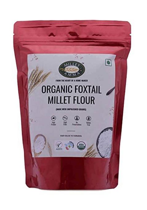 Millet Amma CERTIFIED ORGANIC Foxtail Millet Flour | 1 Kg | Made with Unpolished Millet | Suitable for Multiple Millet Recipes (Pongal, Dhokla, Porridge) | High Fiber & Rich in Iron