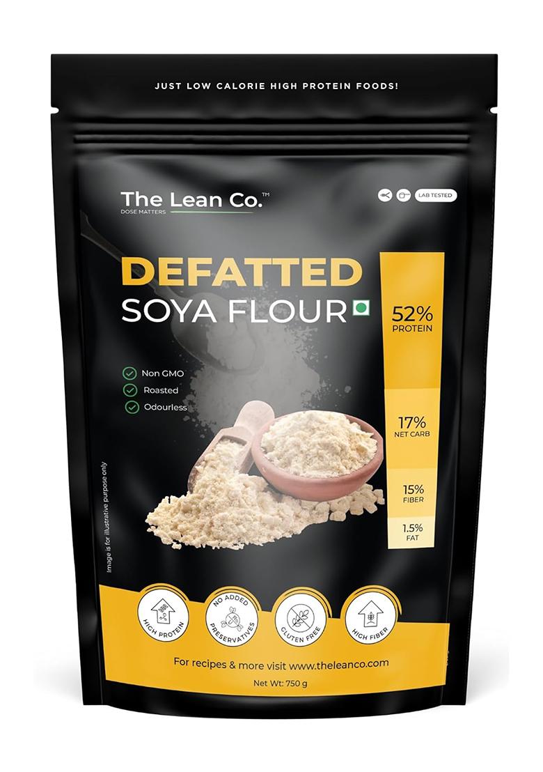 The Lean Co. Defatted Soya Flour 750 g | 52% Protein, 1.5% Fat | Lab Tested | 8 gm Protein Per Roti | No Preservatives | Gluten Free | Rich in Micro Nutrients