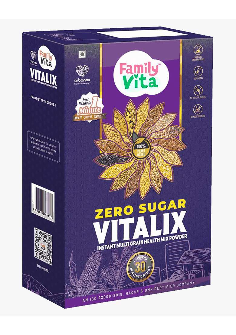 Babyvita Arbanox Family Vita Vitalix Instant Multi Grain Health Mix Powder|17 Powerful Wellness Ingredients| Trusted by Millions|100% Natural| No Preservatives or Added Sugar| Convenient & Nutritious| 300GM - Indya