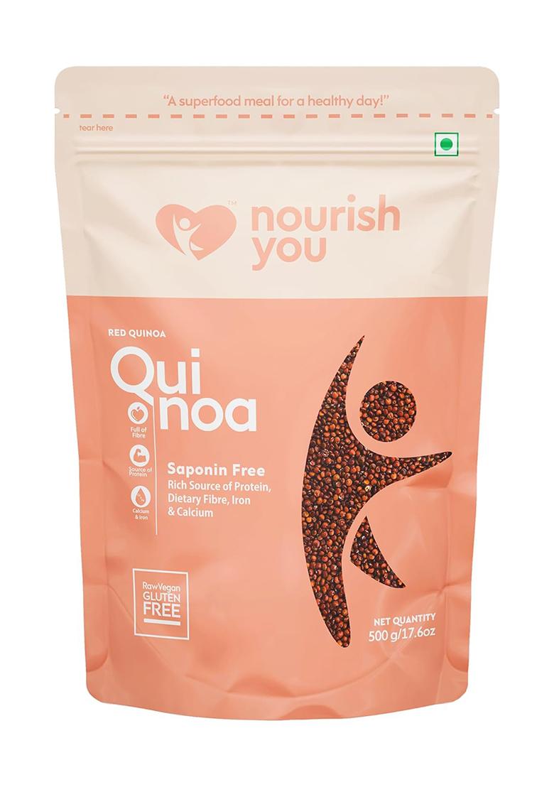 Nourish You Red Quinoa Seeds 500G | Premium Certified Grain | Gluten Free | High Protein | Fibre Rich Healthy Diet Food For Breakfast Cereal, Pilafs, Soups & Salads (Pack of 1)