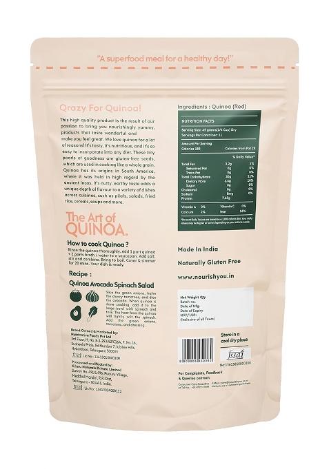 Nourish You Red Quinoa Seeds 500G | Premium Certified Grain | Gluten Free | High Protein | Fibre Rich Healthy Diet Food For Breakfast Cereal, Pilafs, Soups & Salads (Pack of 1)