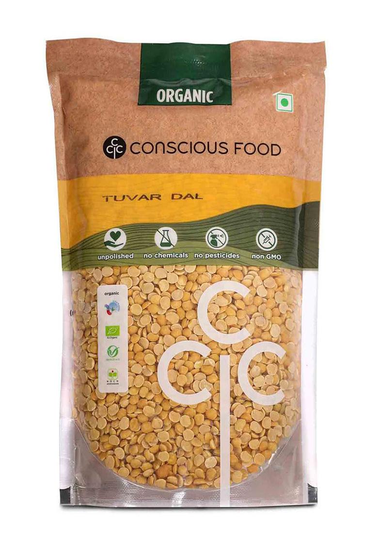 Conscious Food Organic Toor Dal | 1kg | Unpolished | Certified Organic | Tuvar Dal, Arhar Dal, Tur Dal, Pigeon Pea