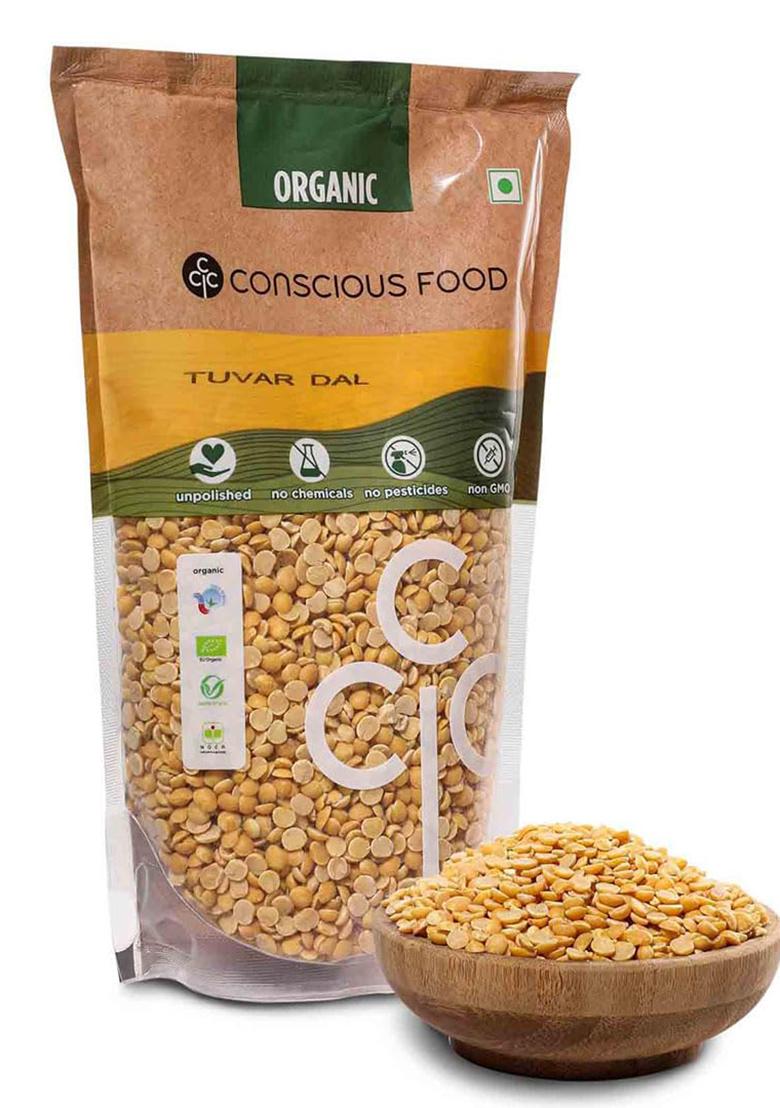Conscious Food Organic Toor Dal | 1kg | Unpolished | Certified Organic | Tuvar Dal, Arhar Dal, Tur Dal, Pigeon Pea