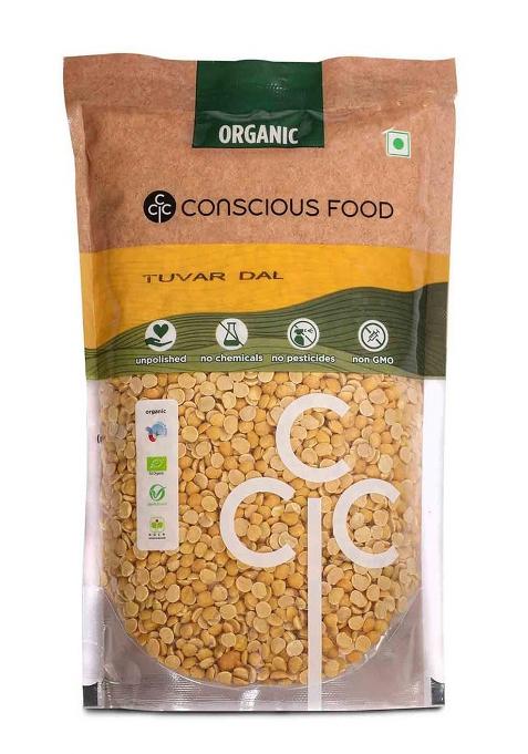 Conscious Food Organic Toor Dal | 1kg | Unpolished | Certified Organic | Tuvar Dal, Arhar Dal, Tur Dal, Pigeon Pea