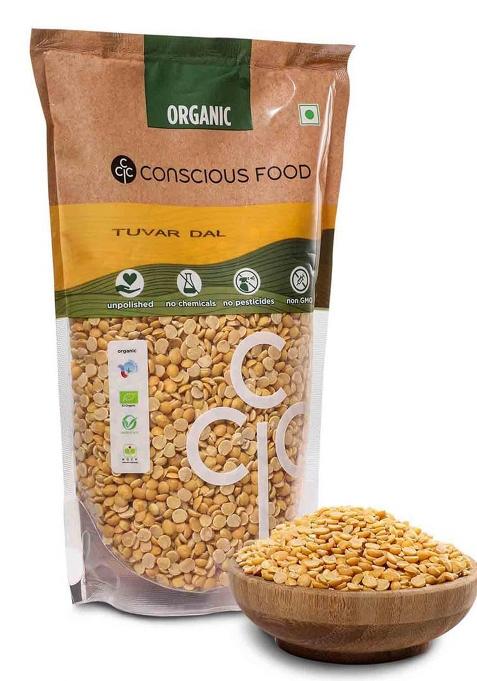 Conscious Food Organic Toor Dal | 1kg | Unpolished | Certified Organic | Tuvar Dal, Arhar Dal, Tur Dal, Pigeon Pea