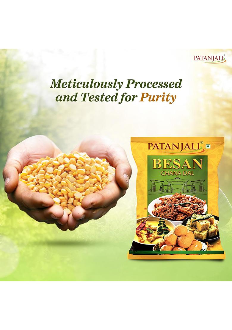 Patanjali Besan 500g, Natural & Fresh Gram Flour High Fibre & Protein, Essential Nutrients, Ideal for Cooking & Baking, Natural and Preservative Free Gram Flour