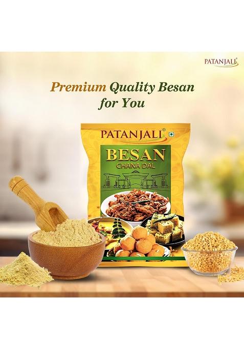 Patanjali Besan 500g, Natural & Fresh Gram Flour High Fibre & Protein, Essential Nutrients, Ideal for Cooking & Baking, Natural and Preservative Free Gram Flour