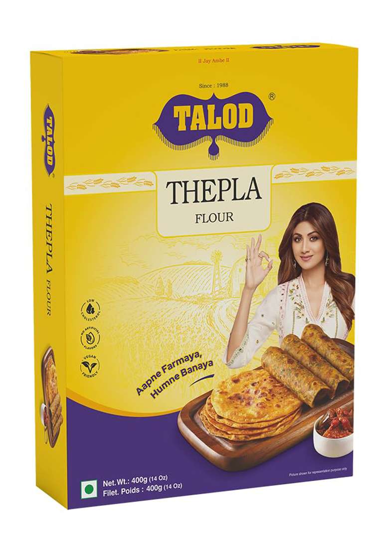 Talod Instant Mix Thepla Flour (Pack of 2 * 400 grams) | 100% Vegetarian, Wheat Gluten Free, Vegan Friendly, No Preservative, No Artificial Flavours, No Artificial Colors, No MSG - Indya