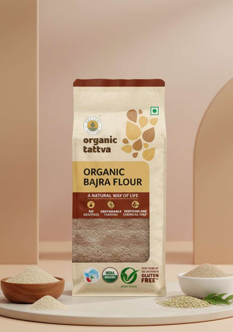 Organic Tattva Bajra Pearl Millet Flour 500 Gram | 100 Vegan Gluten Free and NO Preservatives - Indya