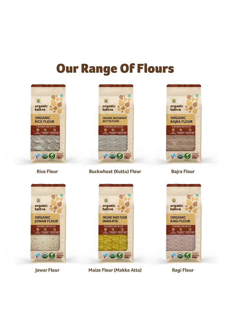 Organic Tattva Bajra Pearl Millet Flour 500 Gram | 100 Vegan Gluten Free and NO Preservatives - Indya