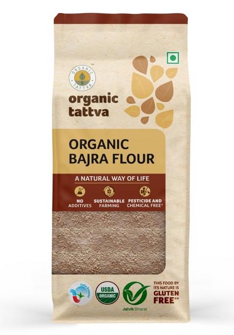 Organic Tattva Organic Bajra (Pearl Millet) Flour 500 Gram | 100% Vegan, Gluten Free and NO Preservatives