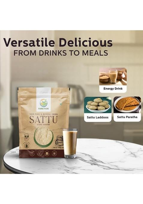 Farm Pure Roasted Chana Sattu Powder 950g x 1 Pack Natural High Protein Sattu Powder Organic for Drinking Glutenâ€‘Free Energy & Digestion Superfood