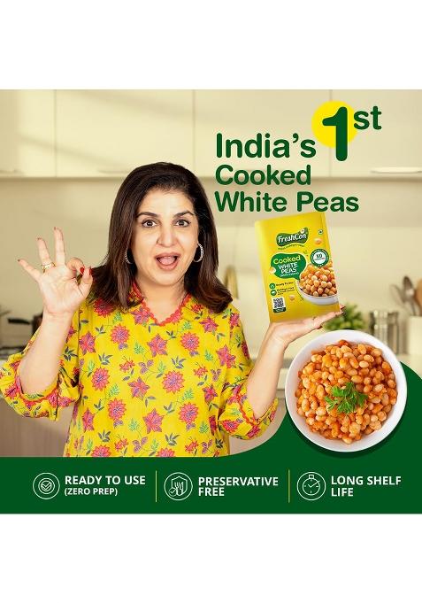 Freshcon Cooked White Pea | Pack of 2 | Ready-to-Eat | High Protein & Fiber | No Soaking or Boiling | Ideal for Ragda, Curries, Chaats & Salads | 100% Natural