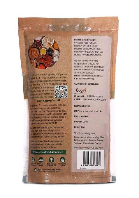 Conscious Food Organic Whole Masoor Dal | 1kg | Unpolished | Red Lentil | Non GMO | No Chemicals