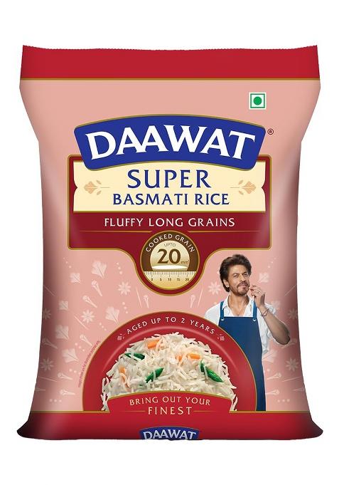 Daawat Super Basmati Rice 5Kg| Fluffy Long Grains| Cooked upto 20mm*