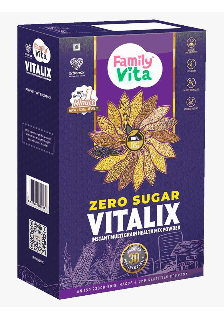 Babyvita Arbanox Family Vita Vitalix Instant Multi Grain Health Mix Powder|17 Powerful Wellness Ingredients| Trusted by Millions|100% Natural| No Preservatives or Added Sugar| Convenient & Nutritious| 300GM - Indya