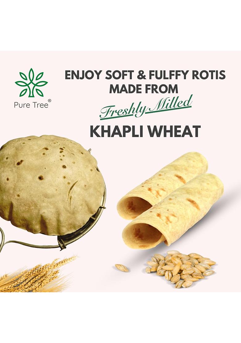 Pure Tree Certified Organic Freshly Milled (Khapli Aata) Wheat Flour | 350 g | Emmer Wheat Flour | Farro Wheat Atta | Khapli Wheat Gehu ka Atta Rich In Fiber | Low Gluten