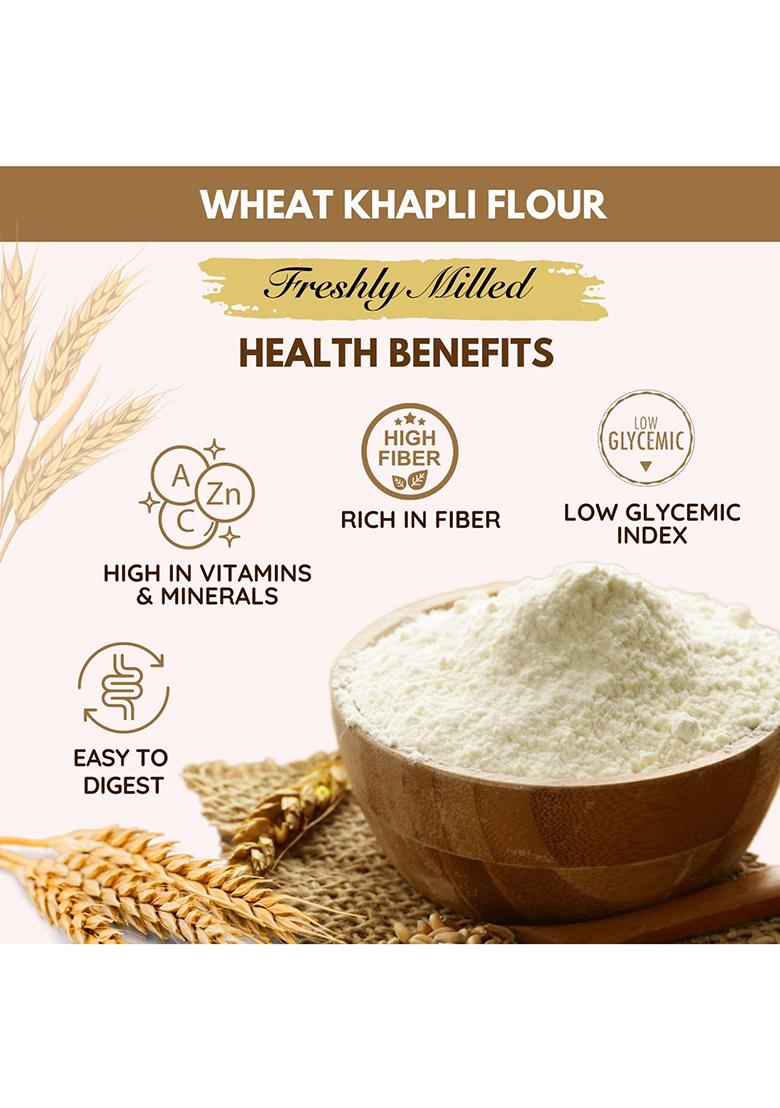 Pure Tree Certified Organic Freshly Milled (Khapli Aata) Wheat Flour | 350 g | Emmer Wheat Flour | Farro Wheat Atta | Khapli Wheat Gehu ka Atta Rich In Fiber | Low Gluten