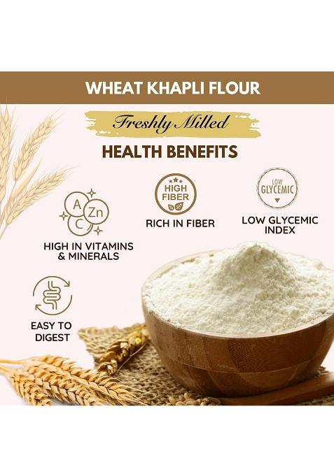 Pure Tree Certified Organic Freshly Milled (Khapli Aata) Wheat Flour | 350 g | Emmer Wheat Flour | Farro Wheat Atta | Khapli Wheat Gehu ka Atta Rich In Fiber | Low Gluten
