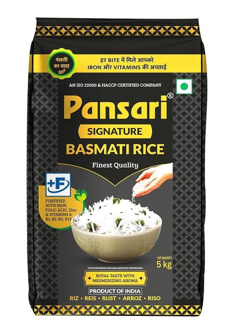 Pansari Signature Basmati Rice 5-Kg With Biryani Masala - Long Grain, Aromatic & Fortified Iron, Vitamin A, B1, B2, B3, B12-5Kg Pack Ideal For Biryani, Pulao, And Everyday Meals