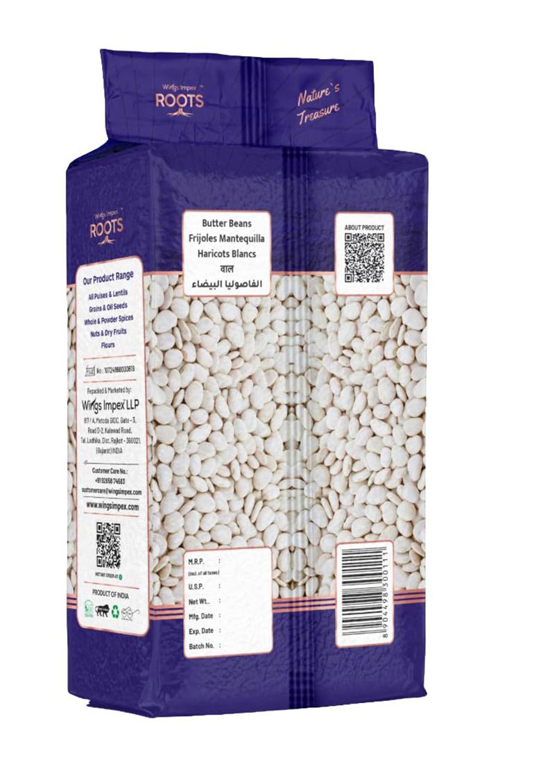 Wings Impex Roots Vaal Butter Beans 500 Gram | Premium Surti Protein & Fiber Rich Pulses Hygienically Packed Vacuum Preservative Free Fresh Natural Indian Lentils Wholesome Plant-Based