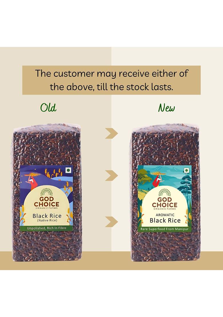 God Choice Organic Farms Black Rice 1Kg |Forbidden | Buddha Manipur High In Antioxidants & Protein Rich Natural Aromatic Unpolished Prevents The Risk Of Diabetes Obesity Helps Weight Loss
