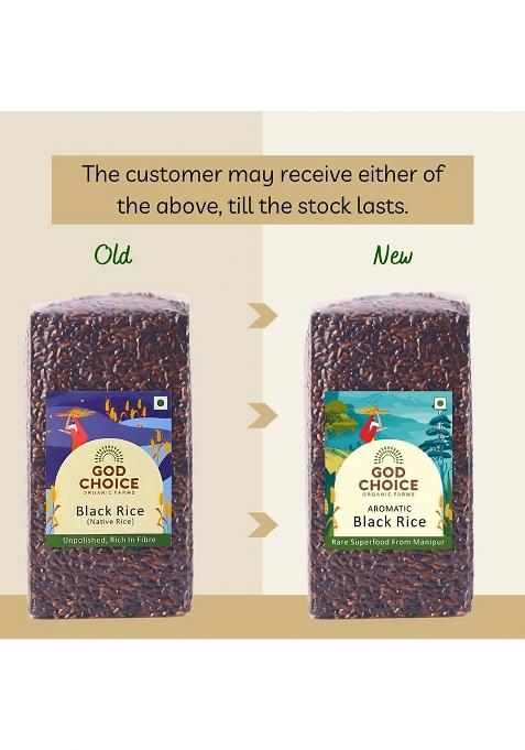 God Choice Organic Farms Black Rice 1Kg |Forbidden | Buddha Manipur High In Antioxidants & Protein Rich Natural Aromatic Unpolished Prevents The Risk Of Diabetes Obesity Helps Weight Loss