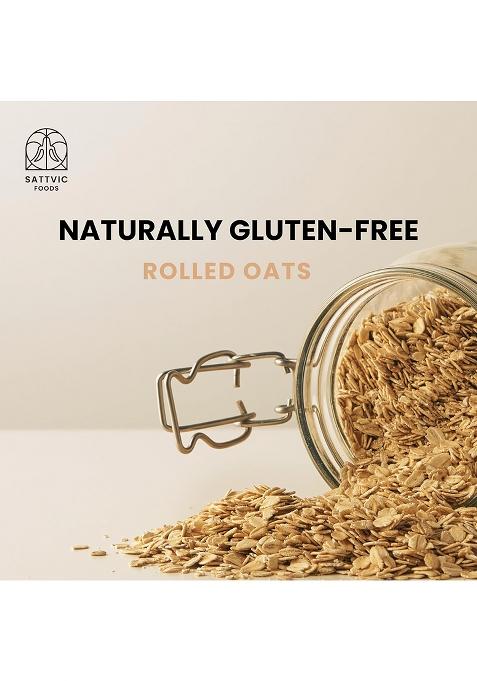 Sattvic Foods Jumbo Rolled Oats (500 G) | Gluten-Free, Large Old Fashioned Oat Flakes High In Fibre And Protein Make Oatmeal, Overnight Oats, Muesli, Granola Bars, Use Baking
