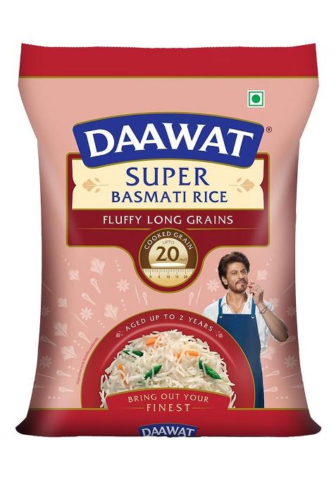 Daawat Super Basmati Rice 5Kg| Fluffy Long Grains| Cooked Upto 20Mm*