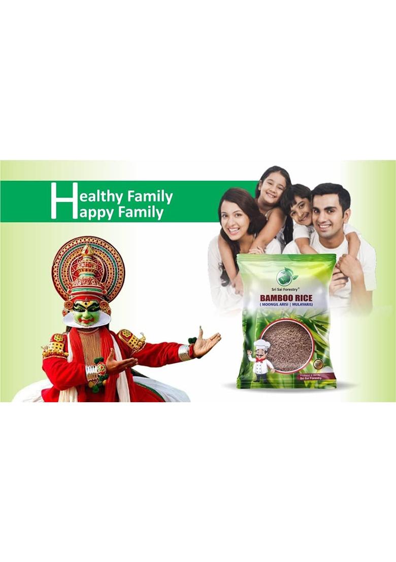 Sri Sai Forestry Bamboo Rice 1Kg Ready To Use, Brown Small Grain,Unpolished Mulayari, Chawal