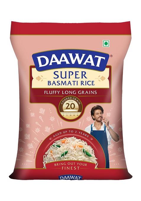 Daawat Super Basmati Rice 5Kg| Fluffy Long Grains| Cooked Upto 20Mm*