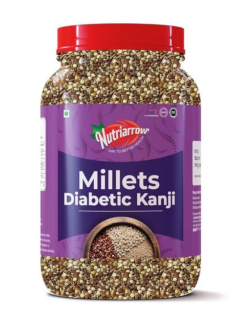 Nutriarrow Sprouted Millet Kanji Mix 800G | Diabetic Millets For Adult Pearl/Bajra/Kambu Horse Gram Green Fenugreek Jowar Sorghum Chama Rice Njavara High Protein & Fiber Healthy Blend Dinner Breakfast Highly Nutritious