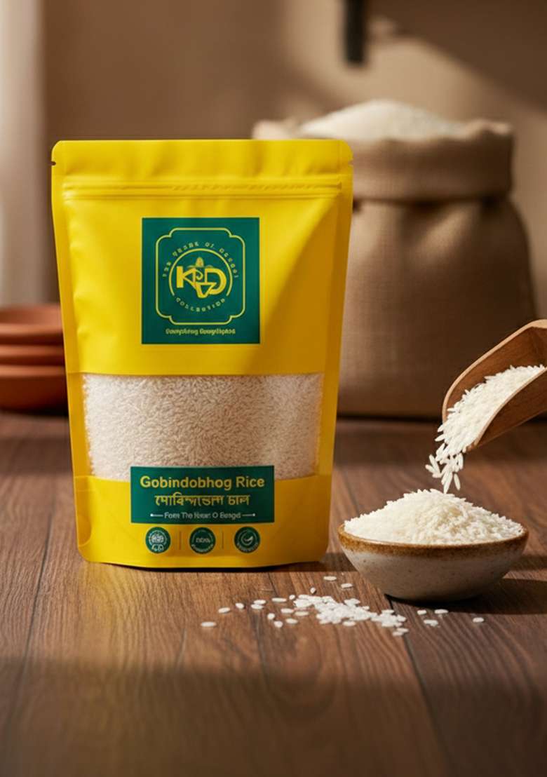 Kvd Collection Bangla Premium Fragrant Aromatic Gobindobhog Rice - 1Kg | Bengal 100% Natural Vegetarian, No Artificial Chemical Or Preservatives - Indya
