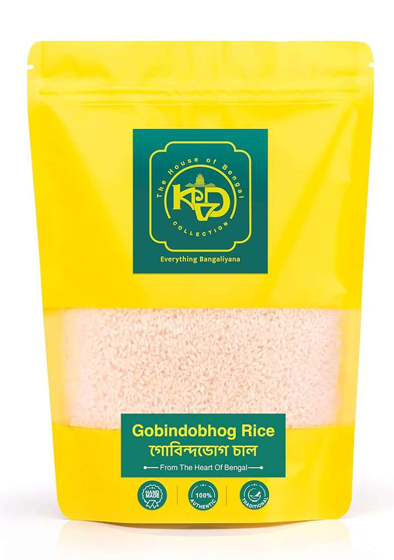 Kvd Collection Bangla Premium Fragrant Aromatic Gobindobhog Rice - 1Kg | Bengal 100% Natural Vegetarian, No Artificial Chemical Or Preservatives - Indya